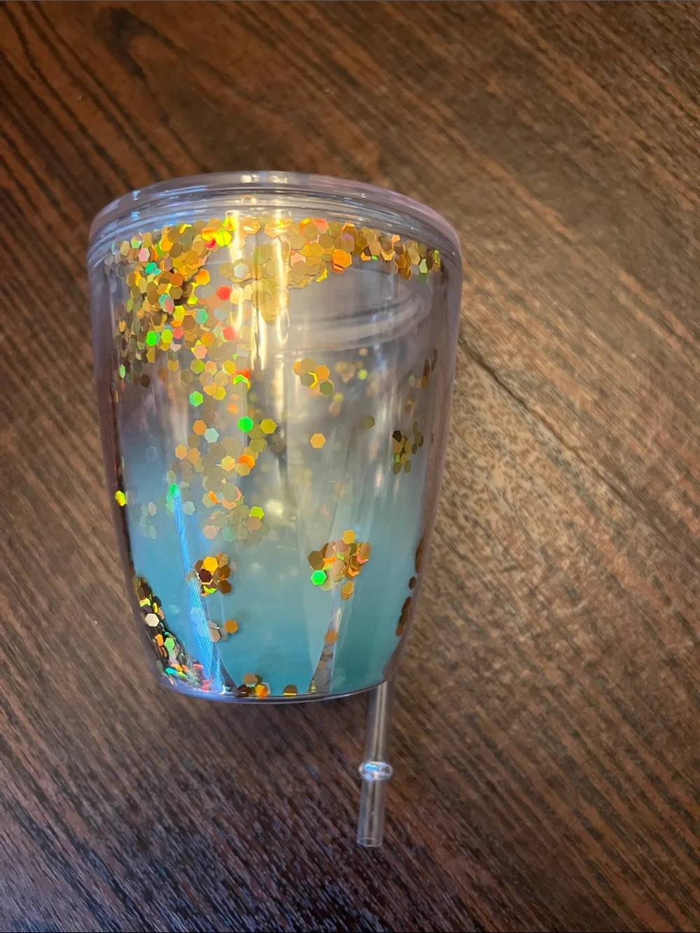 Clear Iridescent BlueFade Party Tumbler with Gold Confetti - Home Party Supplies